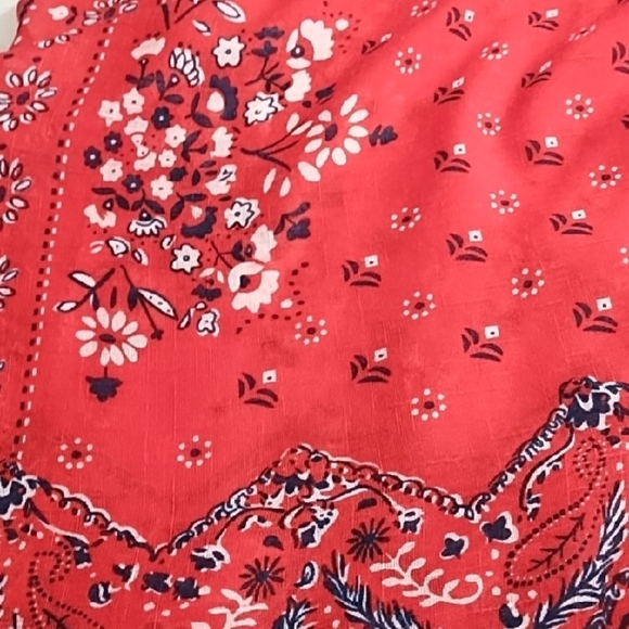 Chic Red Navy White Floral Kimono Coverup Tunic OSFA Bandana Print - Picture 8 of 10